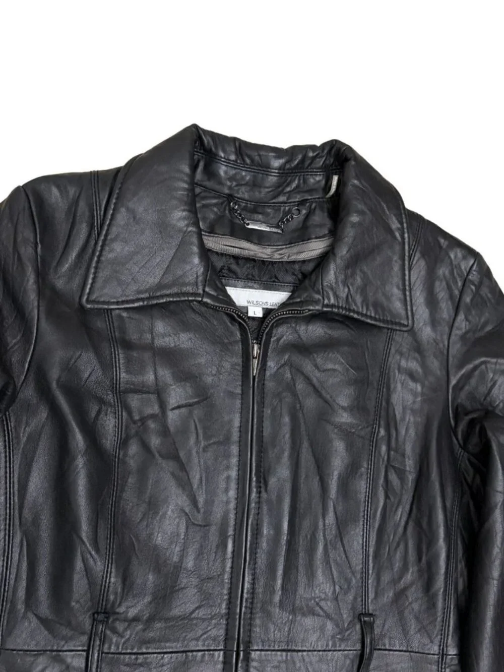 Wilsons Leather Black Coat Winter Insulated Business Casual Jacket Womens Large - Picture 5 of 6